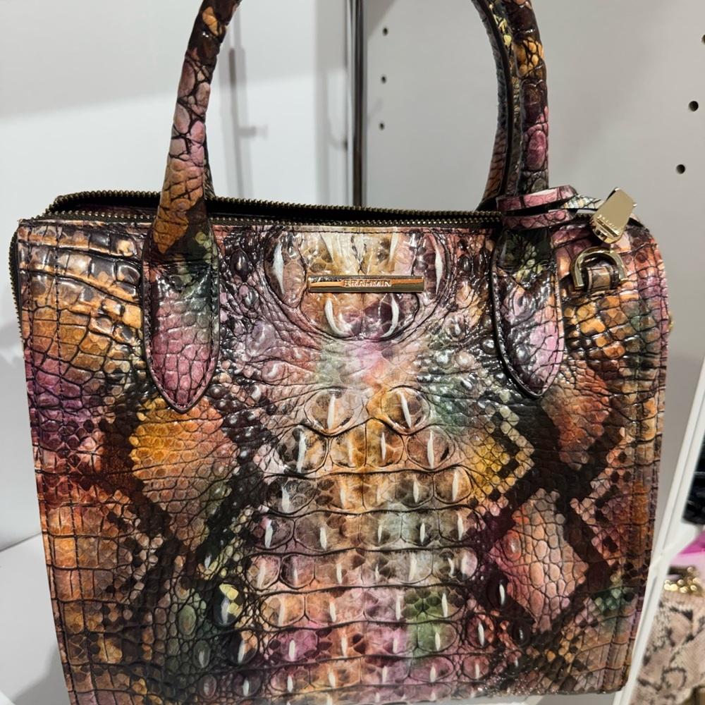 Brahmin Caroline Rattlesnack Melbourne Embossed Satchel COMES WITH Wallet PRETTY